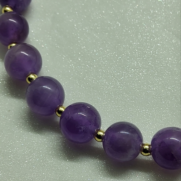 Amethyst  & 14k Plated Stretch Bracelet Last One - Picture 5 of 5